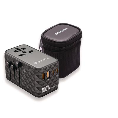 Verbatim UTA-06 Gan III Universal Travel Adapter, (2) USB-A/(2) USB-C/Quick Charge 4+ (VER32121) Each Verbatim® Adapters/Chargers
