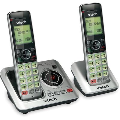 VTech Cordless Phone, 2-Handset, 5-1/5"Wx6-7/10"Lx6-9/10"H, Silver (VTECS66292) Pack of 2 Vtech®