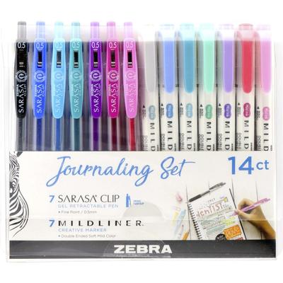 Zebra Sarasa Clip Gel Pens/Mildliner Markers Set - 1 mm Pen Point Size - Bullet, Chisel Marker Point Style - Multi Gel-based Ink - 14 / Pack (ZEB10014