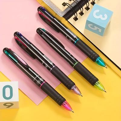 TEMU 6pcs, 6pcs 4in 1 Multicolor Retractable Pens 0.7mm Gel Point Pens For Nurses Supplies Image