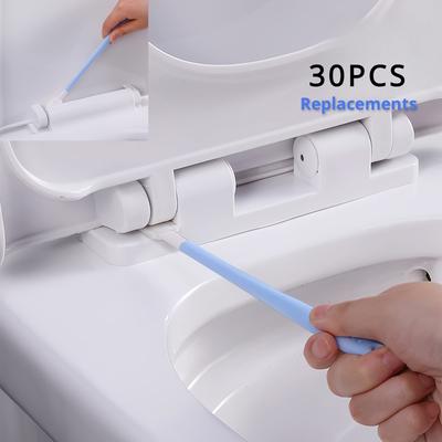TEMU 1 Set, Toilet Brush Set 1 Handle + 30pcs Cleaning Replacement Heads, Brush Set, No Dead Angle Toilet Brush, Long Handle Toilet Cleaning Brush, Household Cleaning Tools, Cleaning Supplies Image