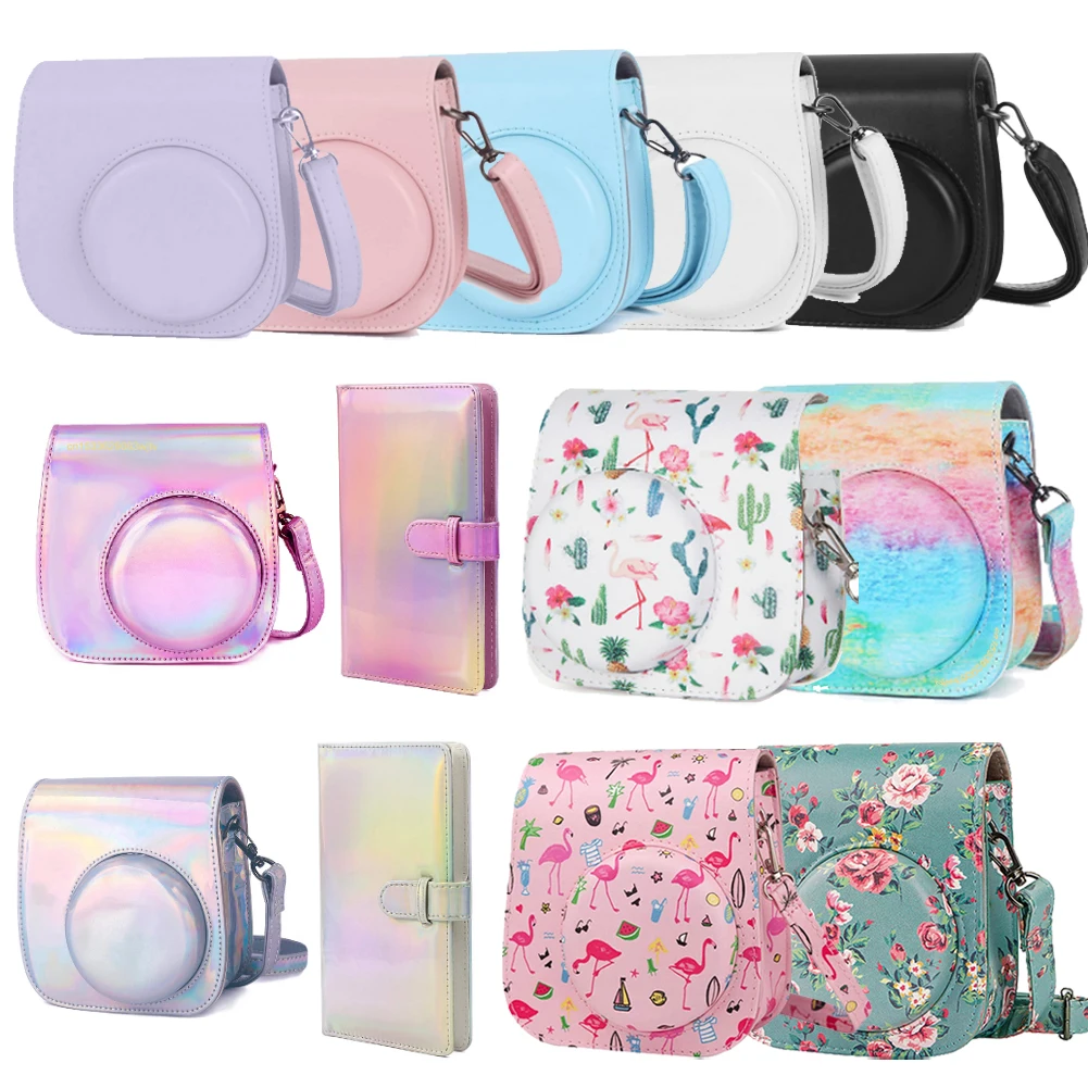 Per Fujifilm Instax Mini 11 9 8 + 8 custodia in pelle PU custodia protettiva custodia a tracolla con Album a tracolla