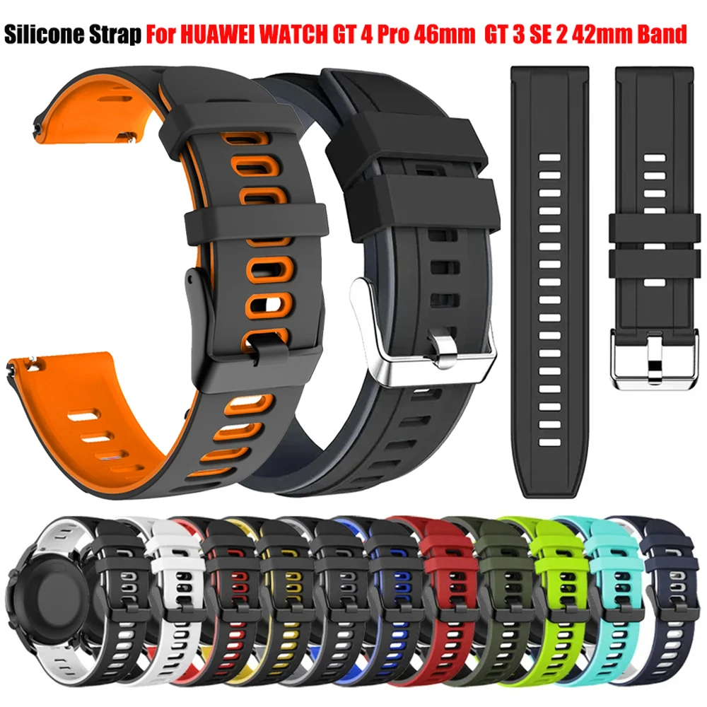 20mm 22mm Silikon Ersatz band für Huawei Uhren 4 Pro 46mm Armbanduhr 4/gt3 gt2 pro se 2 42mm Sport Uhren armbänder Image