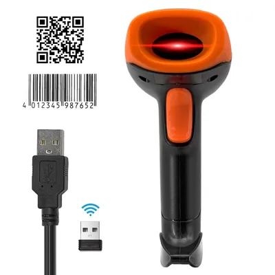 Handheld 1D/2D/QR Barcode Scanner 2.4G Wireless USB Wired Bar Code Reader Manual / Continuous