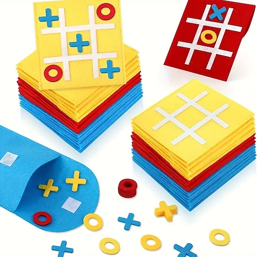 30-teiliges 30-teiliges Filz Tic Tac Toe Familienspielset Mini Brettspiele für Geburtstagsfeiern Goodie-Bags und Jahresendgeschenke Weihnachtsgeschenk Image