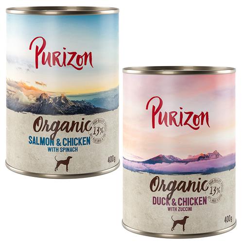 zooplus Bio Adult Lachs mit Spinat - Purizon Organic: Mixpaket (3xLachs, 3x Ente): 6x400g