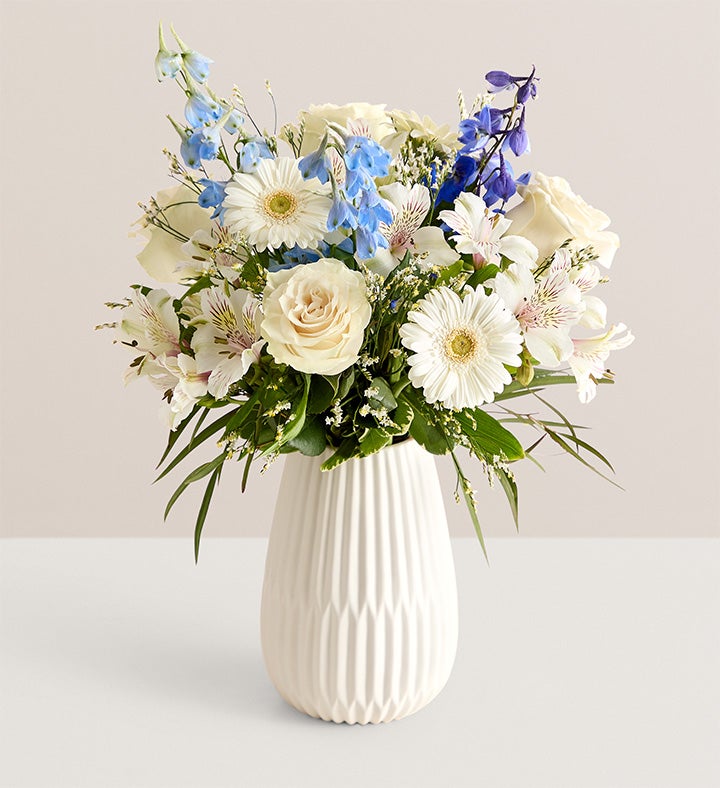 1-800-Flowers Flower Delivery Treasured Memories Blue & White Large
