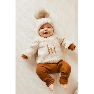 Huggalugs hi. Crew Neck Sweater - Pecan, 12-18 months