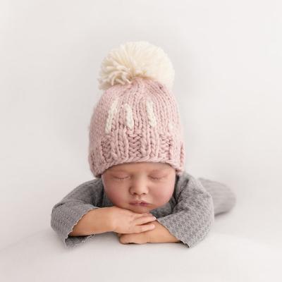 Huggalugs hi. Hand Knit Beanie Hat - Rosy, Large (2-6 years)