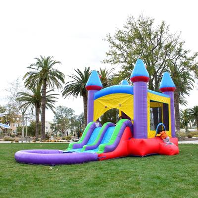 HeroKiddo Jelly Bean Castle Bounce House & Water Slide Combo with Detachable Pool (No Blower), Commercial Grade Outdoor Play