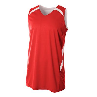 A4 N2372 Athletic Adult Performance Double/Double Reversible Basketball Jersey T-Shirt in Scarlet/White size XL | Polyester A4N2372