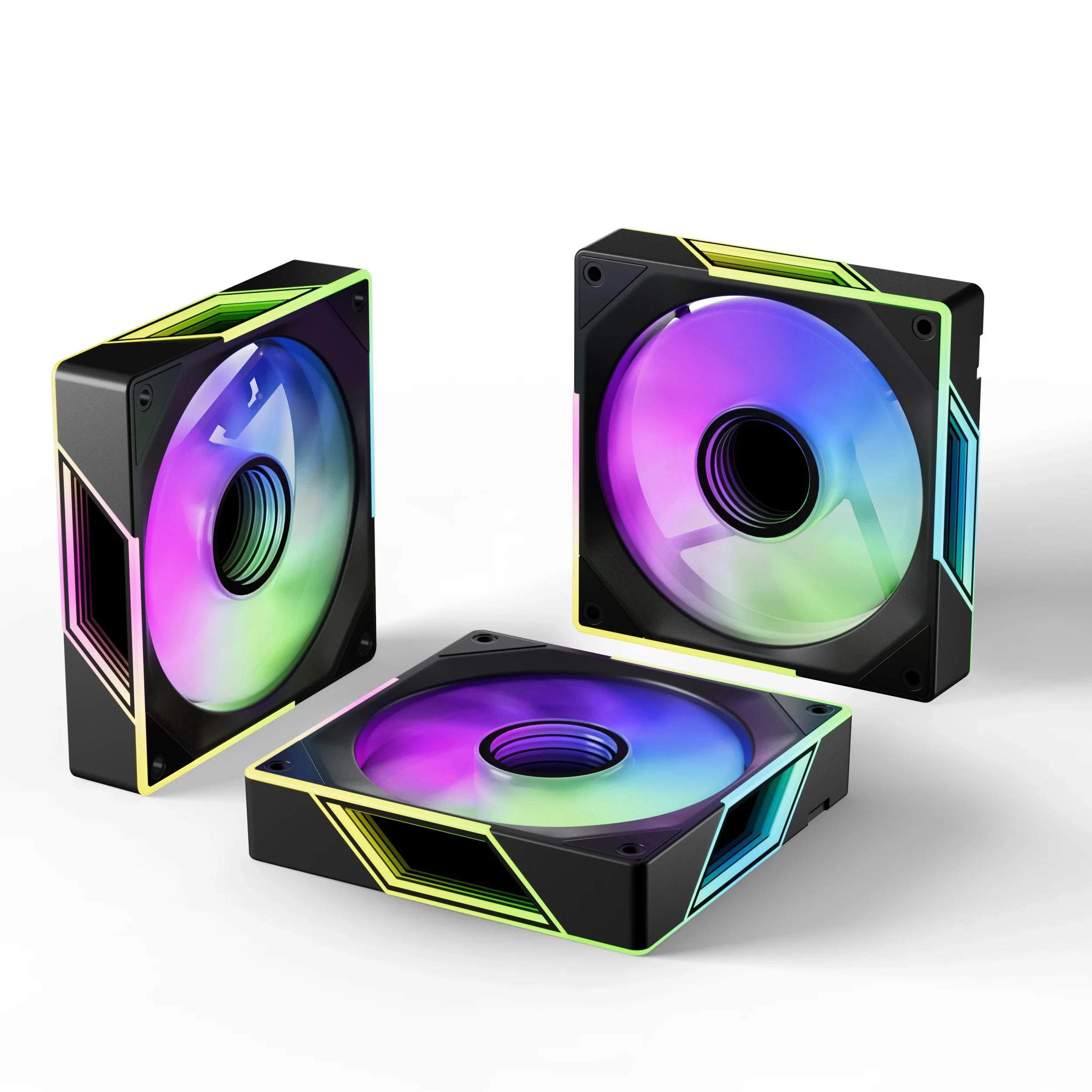 12cm Argb 3D Lüfter PC Gehäuse Lüfter Kit 4pin PWM CPU Lüfter 3pin 5V RGB Gaming Computer Lüfter schwarz Ventil ador Image