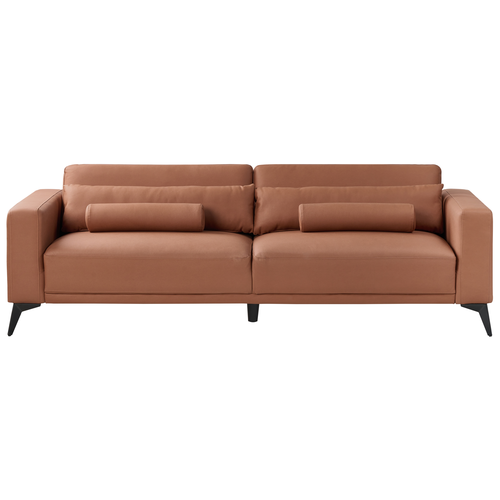 Sofa Goldbraun aus Kunstleder 3-Sitzer Verstellbare Rückenlehne Gepolstert Stoffsofa Polstersofa Modernes Design für Wohnzimmer