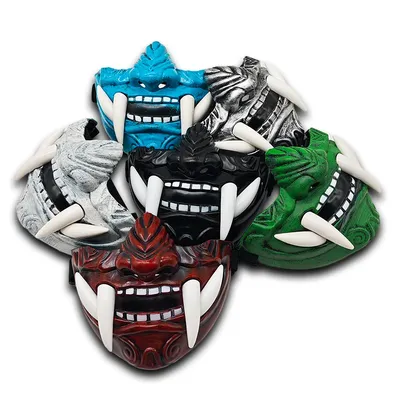 Lustige Maskerade Party Halb gesichts maske Halloween Cosplay Oni Dämon Cosplay Requisite verkleiden Image