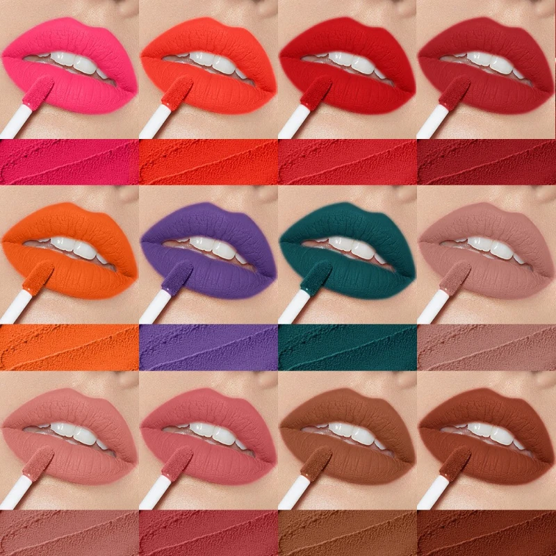 Nuovo 12 colori liquido impermeabile elegante opaco liscio rossetto stick labbra lucidalabbra lunga durata sexy lucidalabbra nudo P128 #