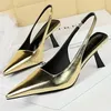 BIGTREE Schuhe Sommer Frauen Sandalen Patent Leder Kitten Heels Damen Schuhe Hohl Zurück Strap Sandalen Frauen Sandalen Party Schuhe