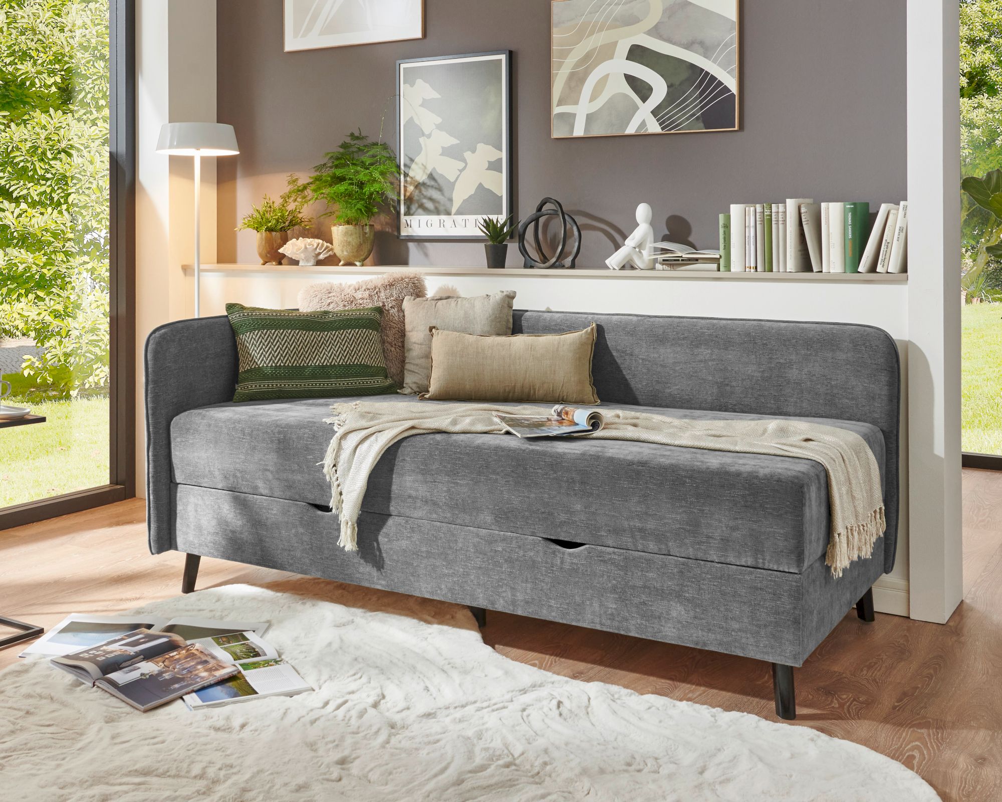 meise.möbel »Kiruna« Polsterbett inkl. Bettkasten 120x200 cm / grau