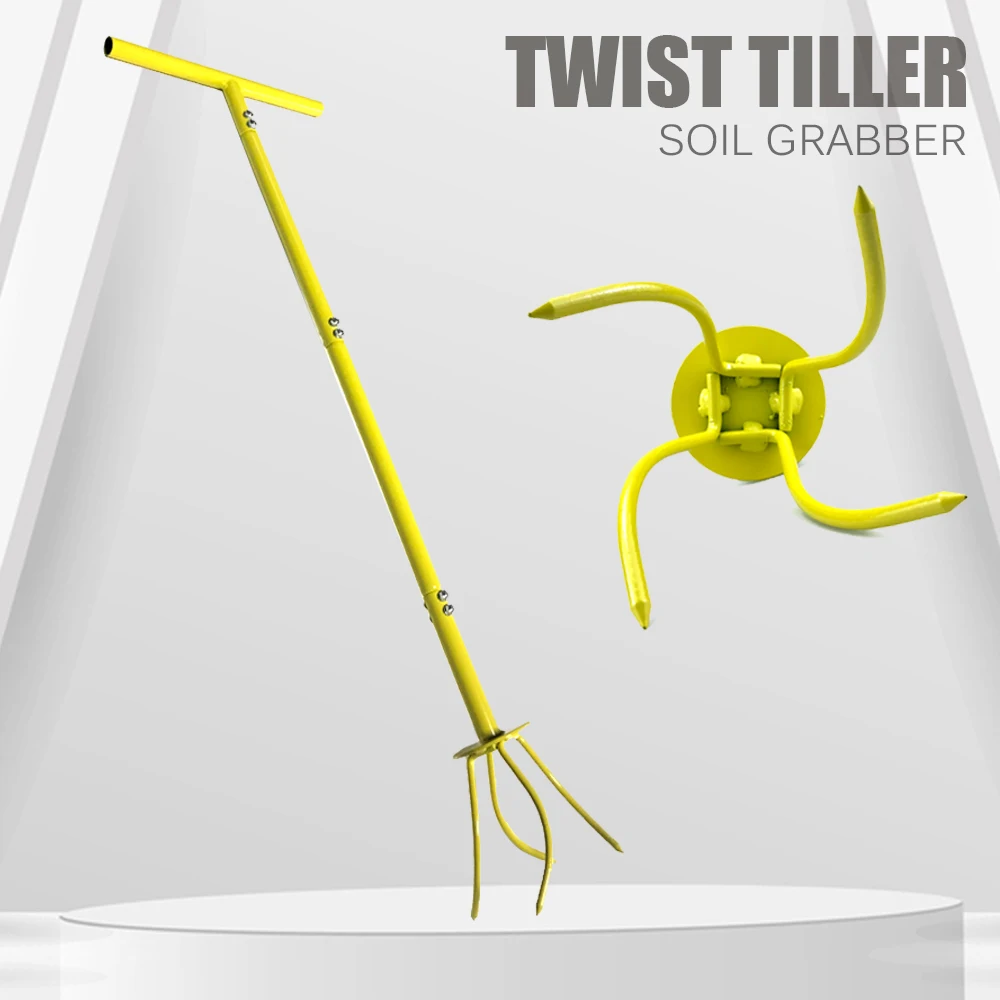 Twist Tiller Boden Grabber T-griff Einstellbare Höhe Yard Garten Manuelle Boden Klaue Grubber Haushalt Pflanzung Werkzeug Image