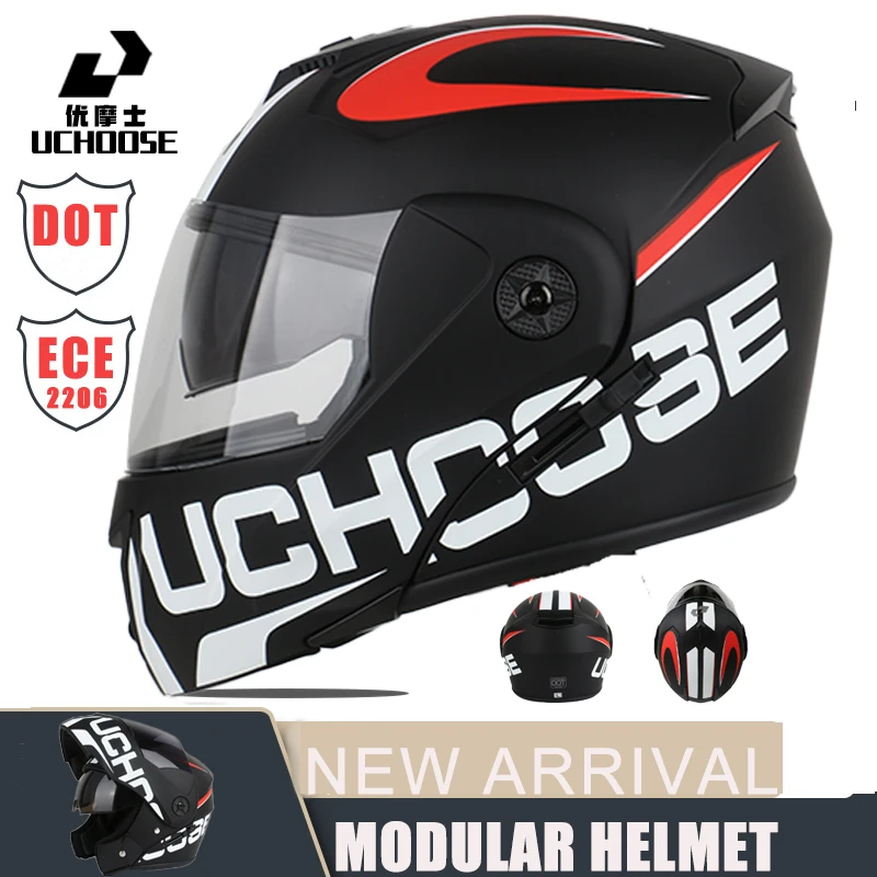 Neuer modularer Motorradhelm Integralhelm mit doppeltem Sonnenblende Damen Herren Klapphelm Doppellinse DOT Image