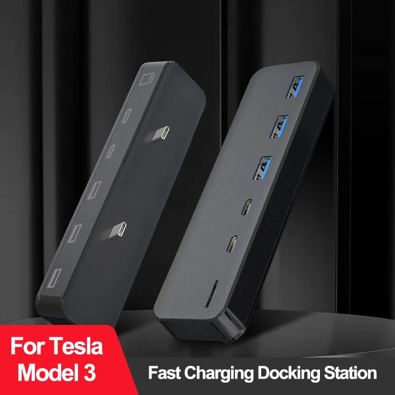 Docking station für Tesla Modell 3 y USB-Hub 27w intelligentes Schnell laden 6 in 2 Typ-C Micro SD Modell 3 Modell 2021-2023 Image