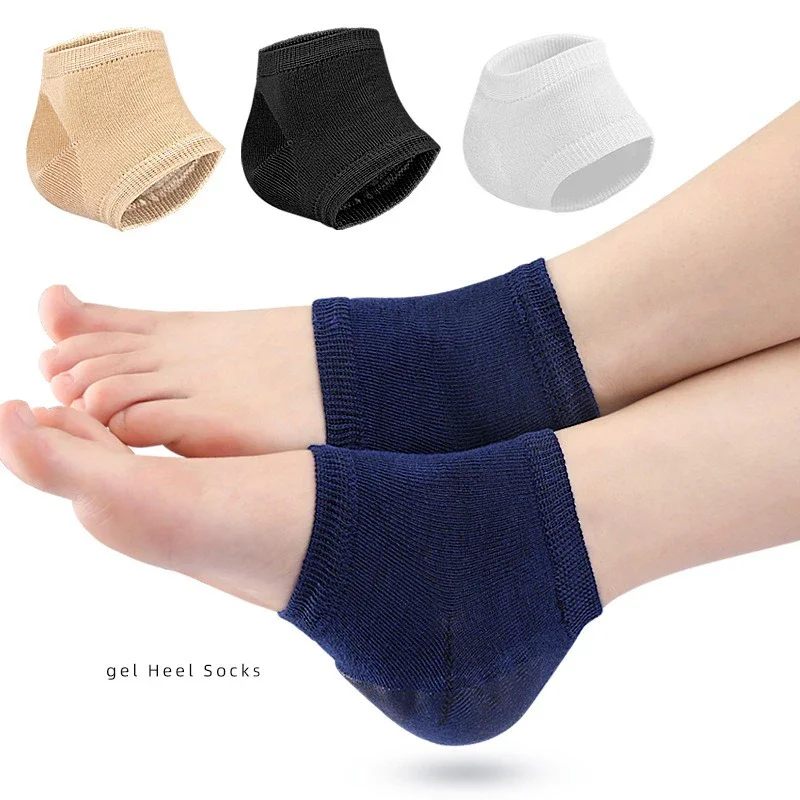 1 Paar Gel Fersen schutz Protektoren Fersen polster Fersen schalen Kissen Fußpflege Reparatur Haut feuchtigkeit spendende Anti-Trocken-Riss Half-Yard-Socken Image