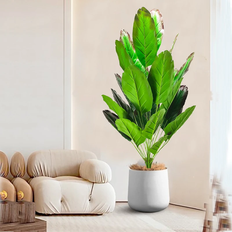 1,2 m 24 Blätter große tropische Palme gefälschte Bananenpflanzen Blätter Real Touch Strelizia Kunststoff Monstera Pflanze für Hausgarten Image
