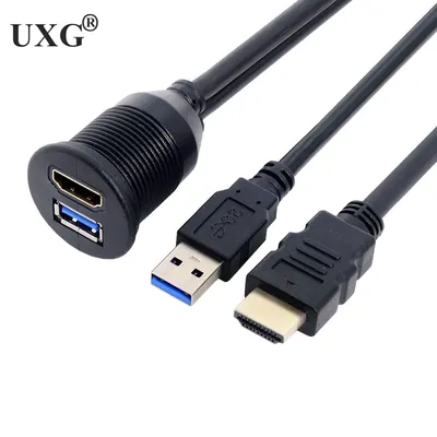 USB 3,0 & HD zu HDMI-kompatiblen USB Aux Extension Dash Panel wasserdichtes Auto Unterputz kabel für Image
