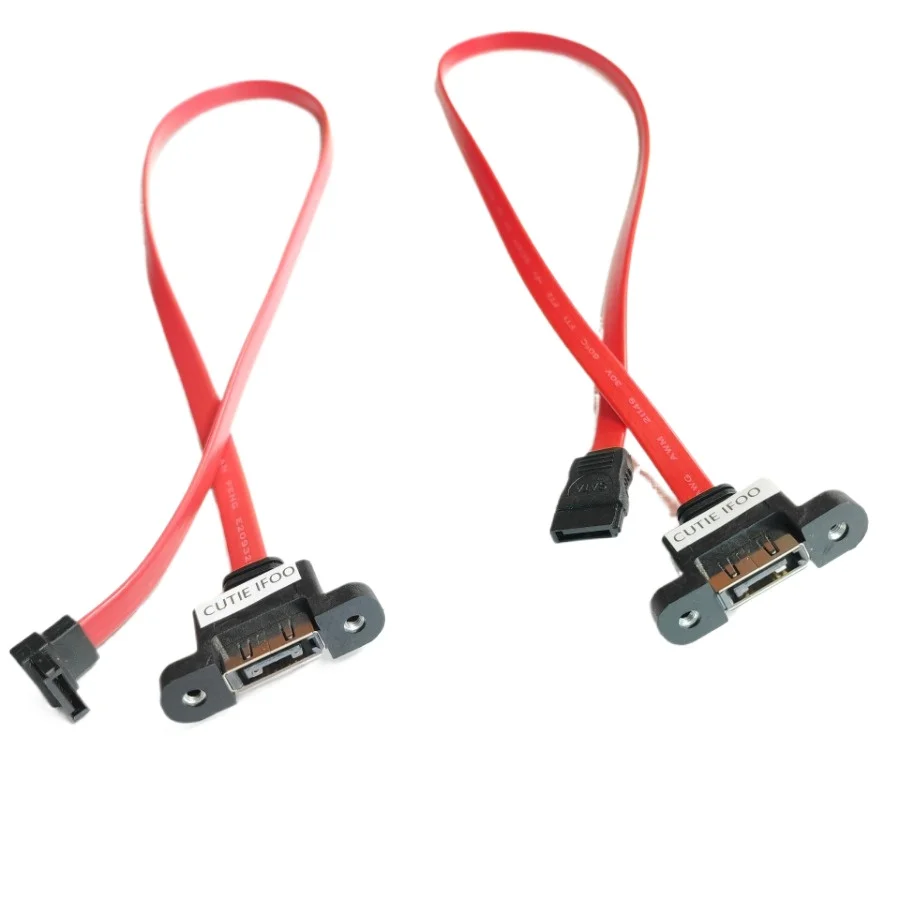 90 Grad rechtwinkliges SATA 3.0 6G männlich weiblich Datenkabel Schraube Panel Mount für Computergehäuse interne externe Festplatte 50 cm Image