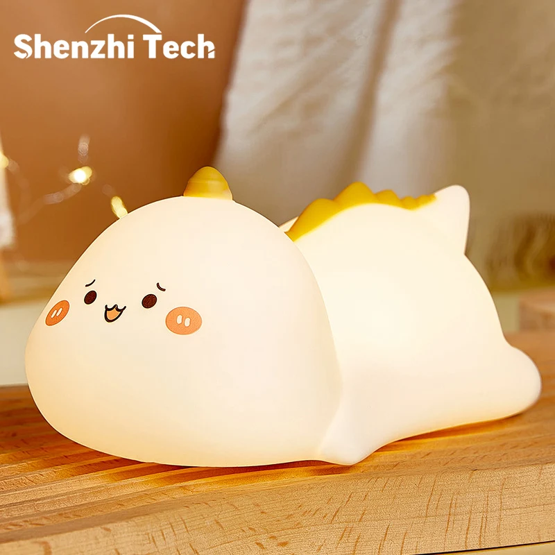 Dinosaurier Nachtlicht, niedliche Tier matsch ige Silikon Touch Lampe, Timer dimmbare wiederauf ladbare LED Nachtlicht, für Kinder Baby Mädchen