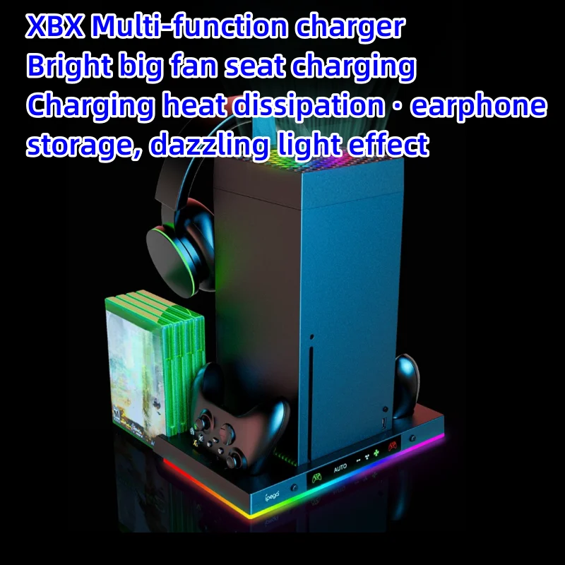 Geeignet für Xbox Serie X Spiele konsole Intelligente Temperatur regelung Kühl basis Top Lüfter mit RGB Lichter Headset h Image
