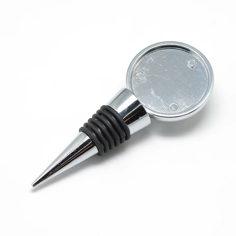 1 Stück Weinflaschenverschlüsse aus Zinklegierung, Cabochon-Fassungen, flach, rund, Platin-Tablett: 36 mm, 104 x 41,5 x 22 mm Image