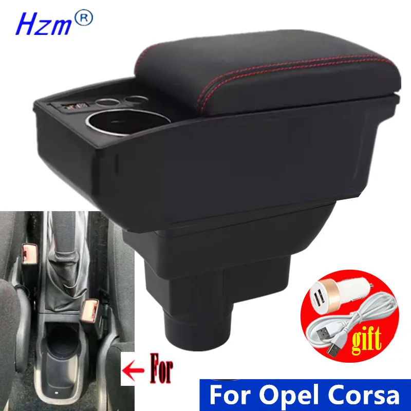Für Opel Corsa Armlehne box Für Opel Corsa D Auto armlehne aufbewahrungsbox rückenlehne Innen teile Retrofit teile Auto zubehör Image