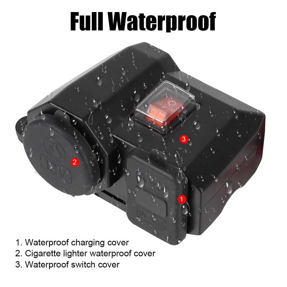 Digitalanzeige 5V 2,1A Adapter Netzteil Motorrad Lenker Ladegerät für Telefon Dual USB Port Zigarettenanzünder Buchse Image