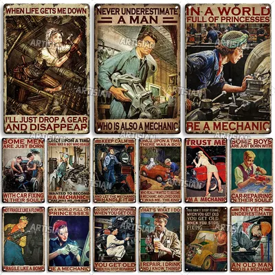 Artisian Job Mechaniker Metall Zeichen Ingenieur Zinn Plaque Retro Dekorative Poster Wand Dekor Image
