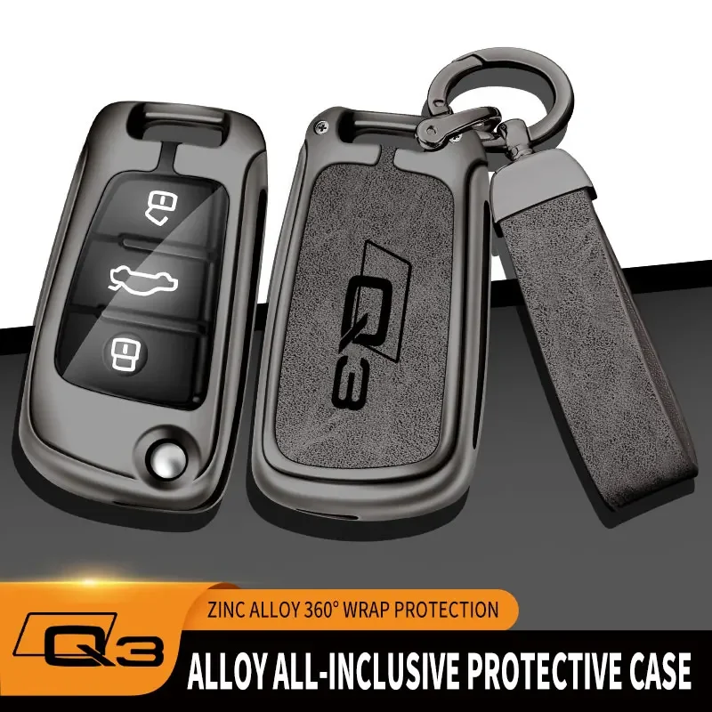 Autos chl üssel etui aus Zink legierung für Audi Q3 Fernbedienung schutz für Audi Full Series Q7 A3 Q3 Logo Autos chl üssel abdeckung Autozubehör Image