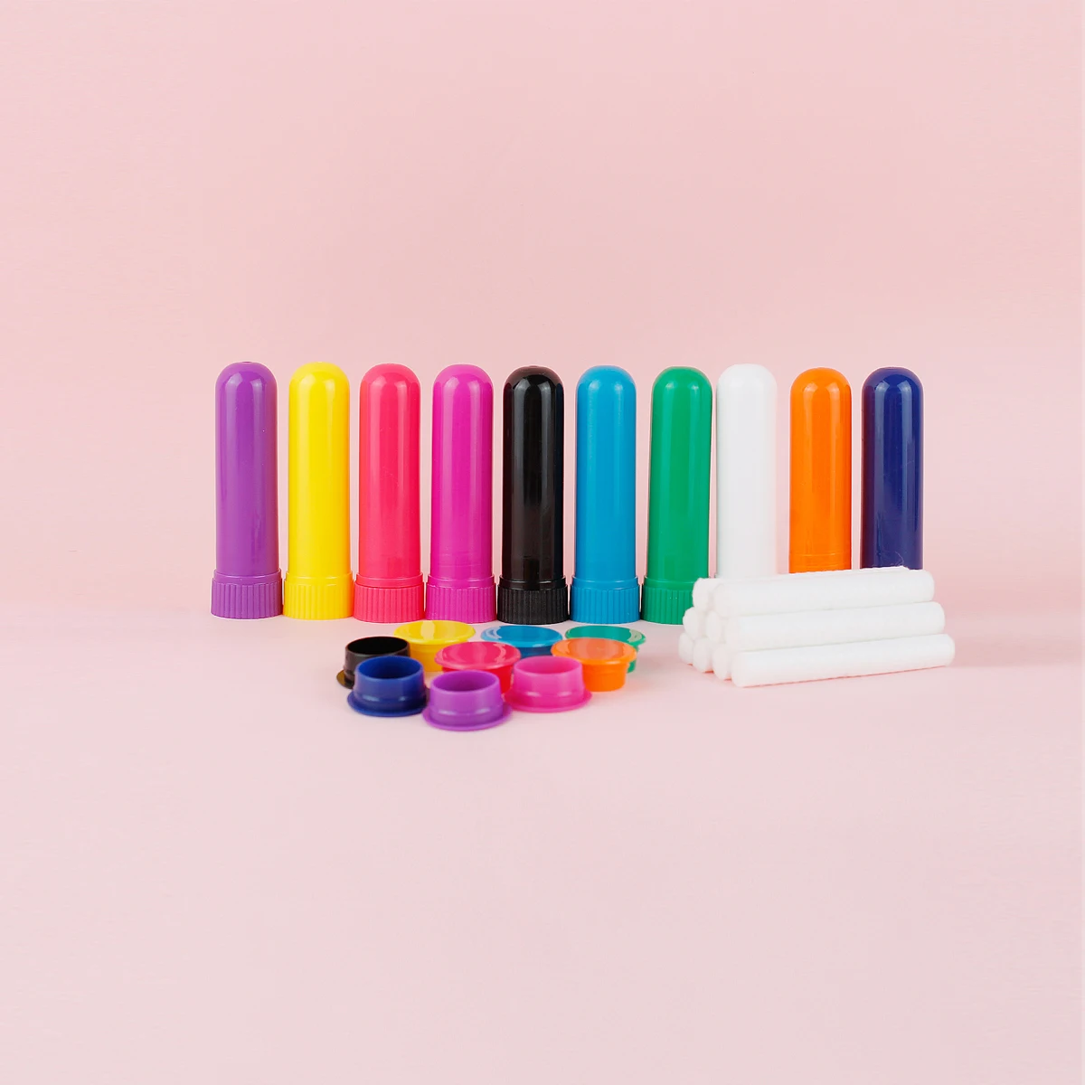 10–300 Sets Aromatherapie-Röhrchen für leere Naseninhalatoren mit Baumwolldochten, BPA-freie Kunststoff-Inhalator-Sticks, Verpackung für ätherische Öle Image