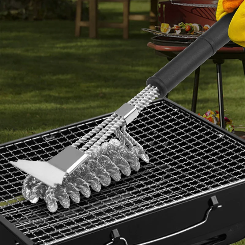1 Stück sichere Grill bürste und Schaber Grill Grill Grill bürste sauberes Werkzeug rost beständiger Edelstahl borsten Grill reiniger Image