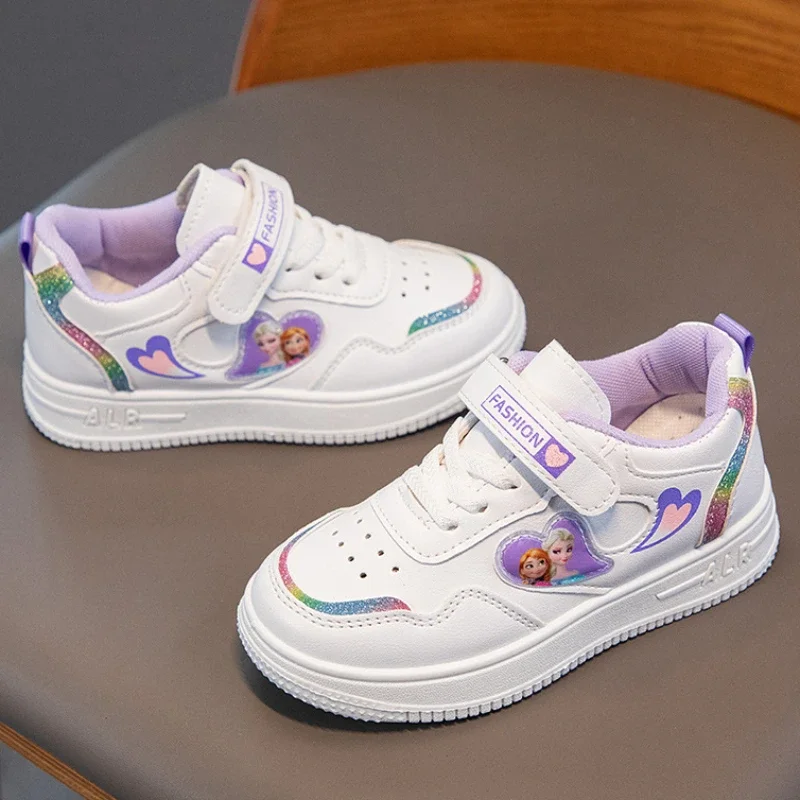 Disney Kinder Turnschuhe gefroren Elsa Prinzessin Mädchen weiß rosa Sportschuhe Student Schuhe Anti-Rutsch Kinder Freizeit schuhe Size26-37
