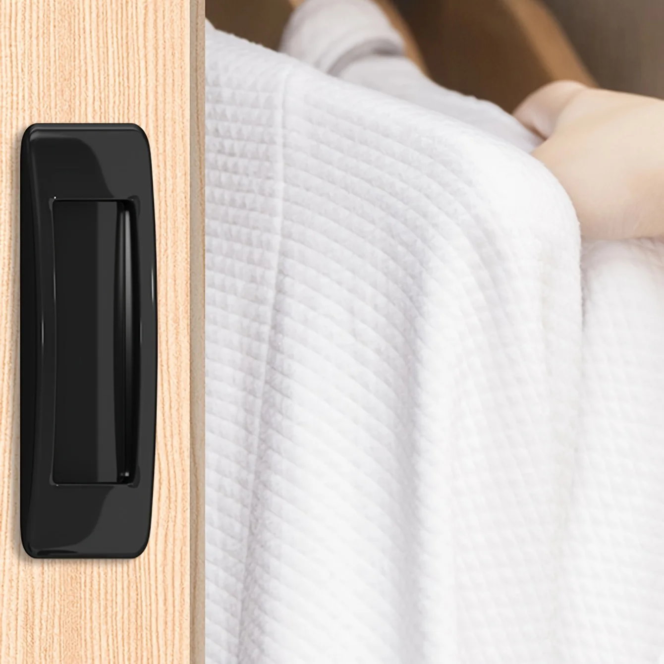 2 Stück – stanzfreier Tür- und Fenstergriff, Fenster- und Balkon-Glasschiebetür, selbstklebender, oberflächenmontierter kleiner Griff Image