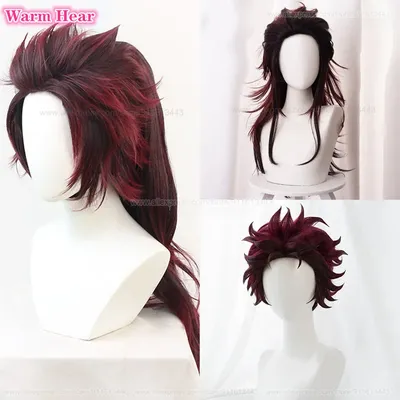 Kamado Tanjirou Cosplay Perücke 3 Stile lange rotbraune Cosplay Anime Perücken hitze beständige Kunst haar Party Perücke eine Perücke Kappe Image