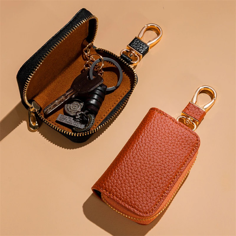 PU Schlüssel Tasche Zipper Schlüssel Halter Organizer Auto Schlüssel Tasche Brieftasche Schlüsselbund Mode Einfache Schlüssel Fall Tasche Männer Frauen Auto Schlüssel Schützen Abdeckung Image