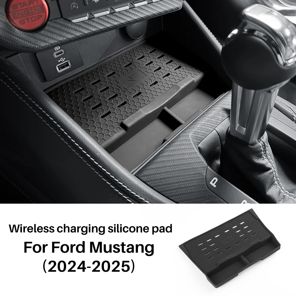 Für Ford Mustang S650 GT 2024 2025, Silikon-Wireless-Lade-Pad, rutschfeste Matte, staubdicht, Ladegerät, Schutzhülle, Autozubehör Image