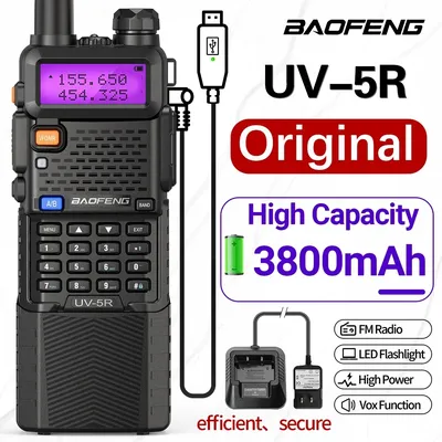 Baofeng UV 5R 3800 mAh Walkie Talkie Long Range USB Ladegerät UHF VHF Dual Band Zwei Weg Radio Transceiver ham Radio Für UV K5