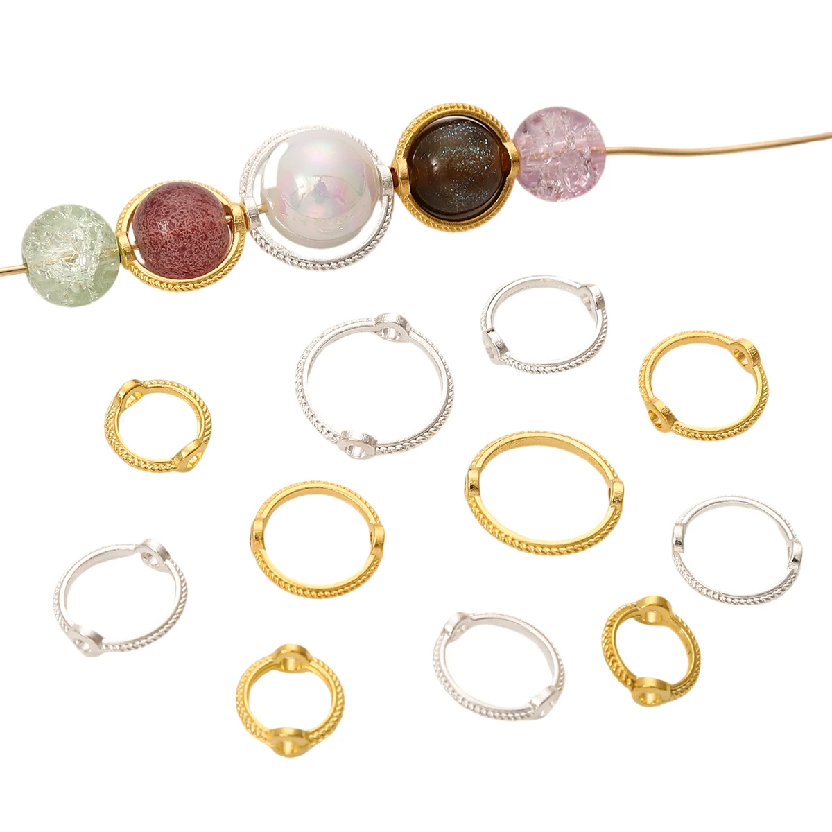 30 stücke Legierung Farbe halten Spitze Perlen Perlen Ring gebratener Teig dreht Doppel loch Perlen Ring Hand Perlen DIY Zubehör p Image