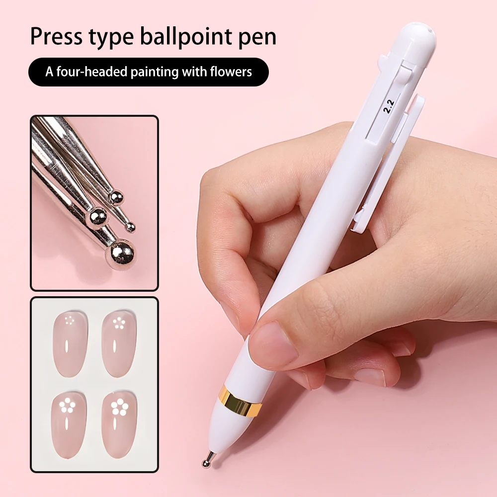 4-in-1 Nail Art Dotting Tools Nagelbohrpunkt Nagelwerkzeuge Punktmalwerkzeuge Nail Point Press Type Point Drill Pen Drehwerkzeug Image