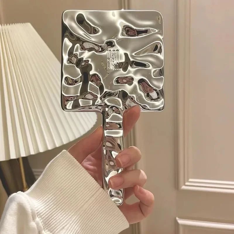HD Mirror liquid Form quadratischen Spiegel Mini Hand Kosmetik spiegel Make-up Spiegel Reise tragbare Schönheits spiegel Silber Wellen heiß