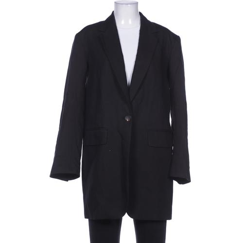 H&M Damen Blazer, Gr. 34, schwarz, Baumwolle, Leinen, Viskose