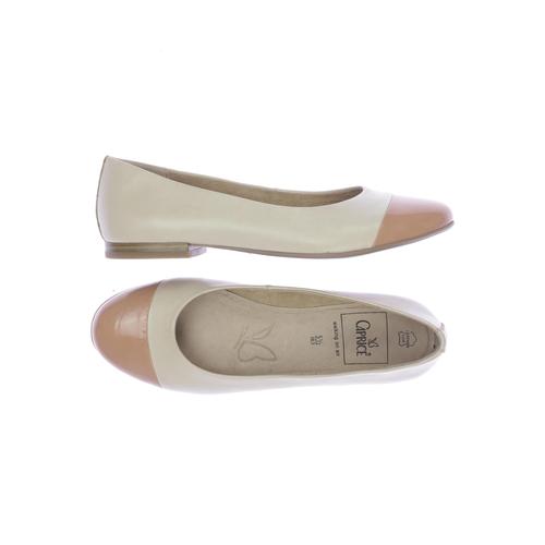 Caprice Damen Ballerinas, Gr. 38.5, beige, Kunstleder, Leder