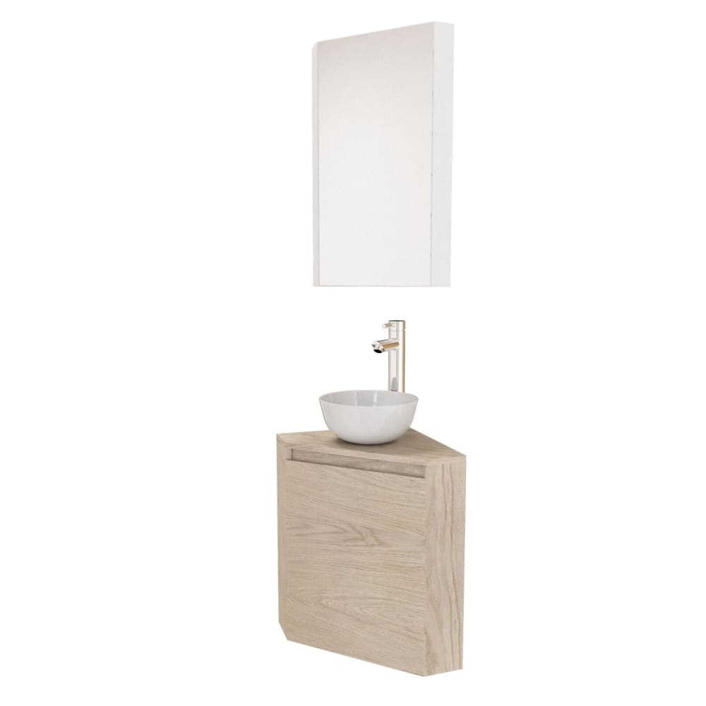 Meuble lave-mains d'angle + vasque + miroir armoire de toilette