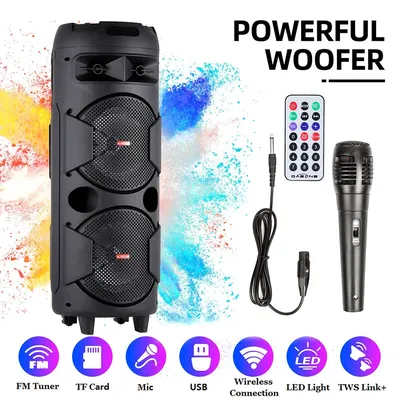 5000W Portable Bluetooth Speaker Subwoofer Heavy Bass Sound System Party with Microphone and Remote